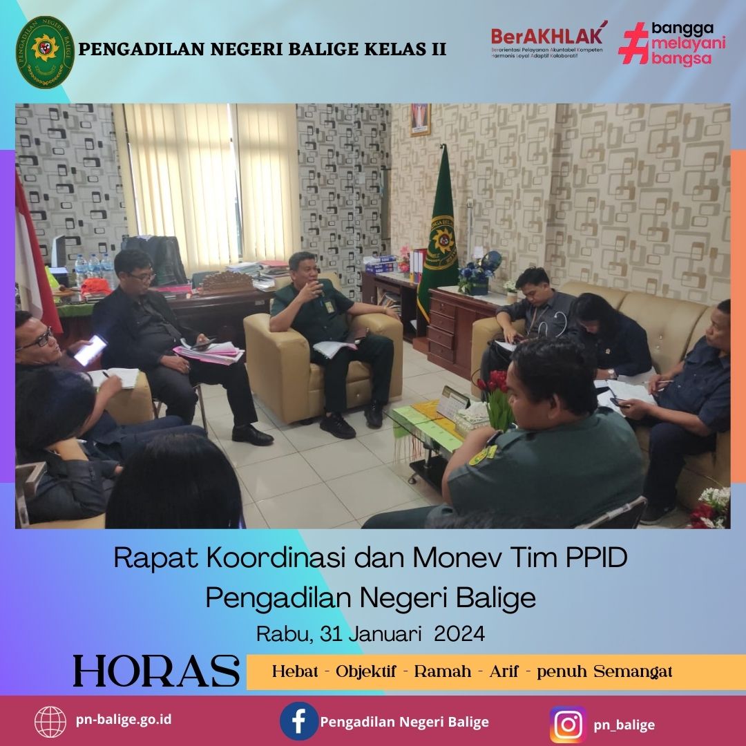 RAPAT KOORDINASI DAN MONEV TIM PPID PENGADILAN NEGERI BALIGE